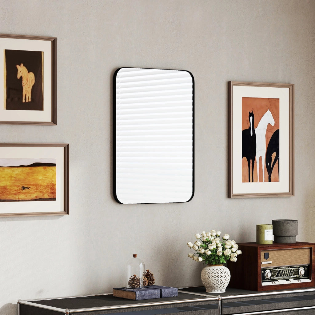 Specchio da Bagno con Cornice in Metallo ¨C Minimal ¨C Nero 50x70 cm
