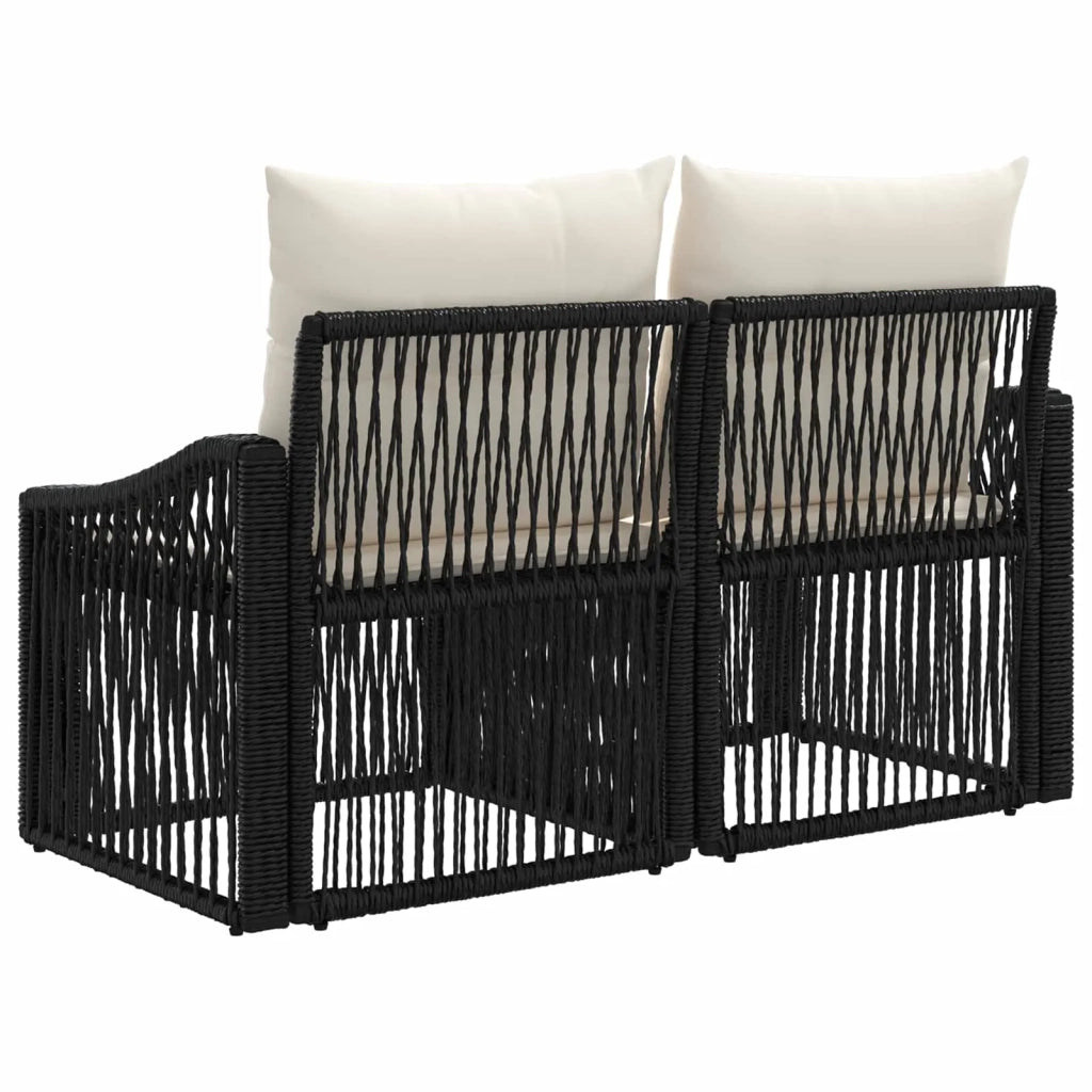 Divano da giardino 2-Numero di posti Nero polyrattan 42026707