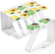 6x clip per tavolo con motivi - clip per tavolo con agrifogli, foglie di tiglio e fiori di girasole - clip per tavolo per interni ed esterni