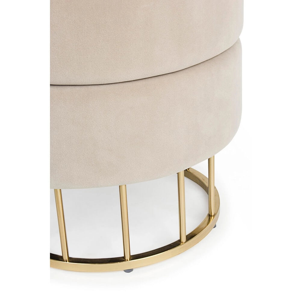 Pouf Contenitore Rotondo in Velluto con Base Dorata - SERENA