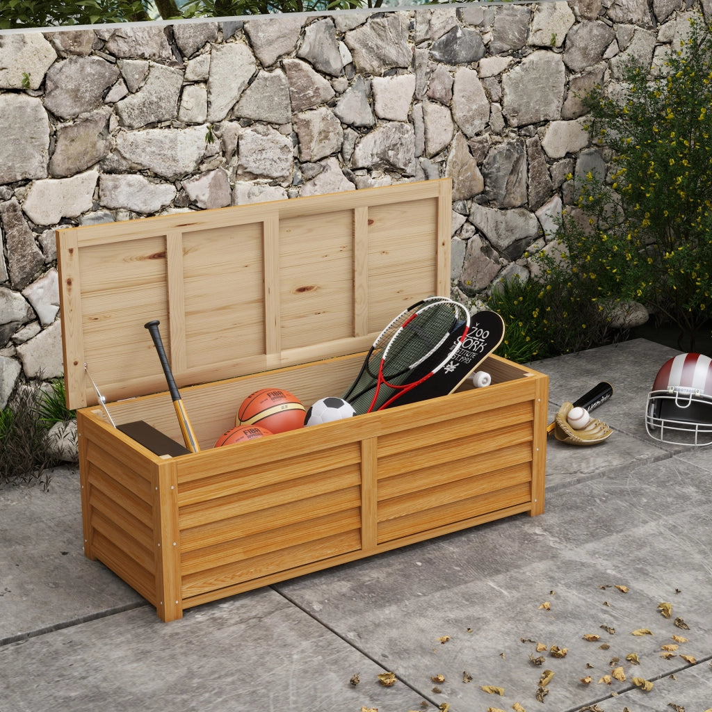 Cassa di stoccaggio giardino esterno 176L in legno ¨C zephmum ¨C 130x50x45 cm