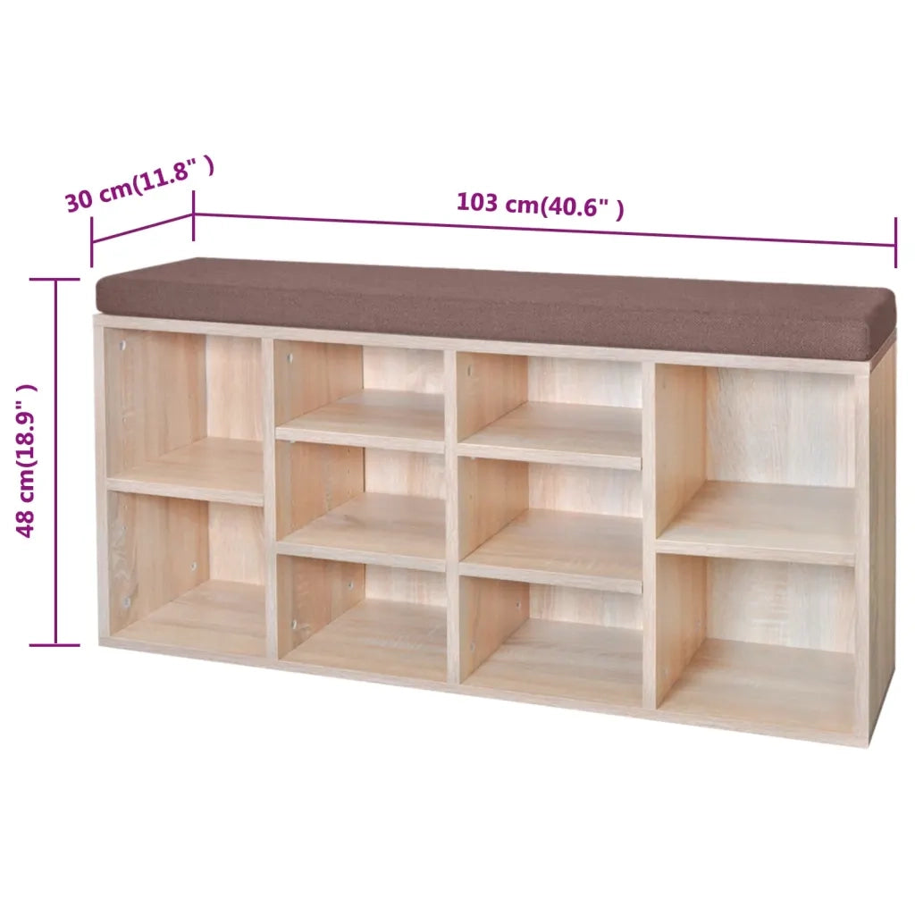 Panchina con Scarpiera con 10 Scomparti-Mobile per scarpe Colore Rovere