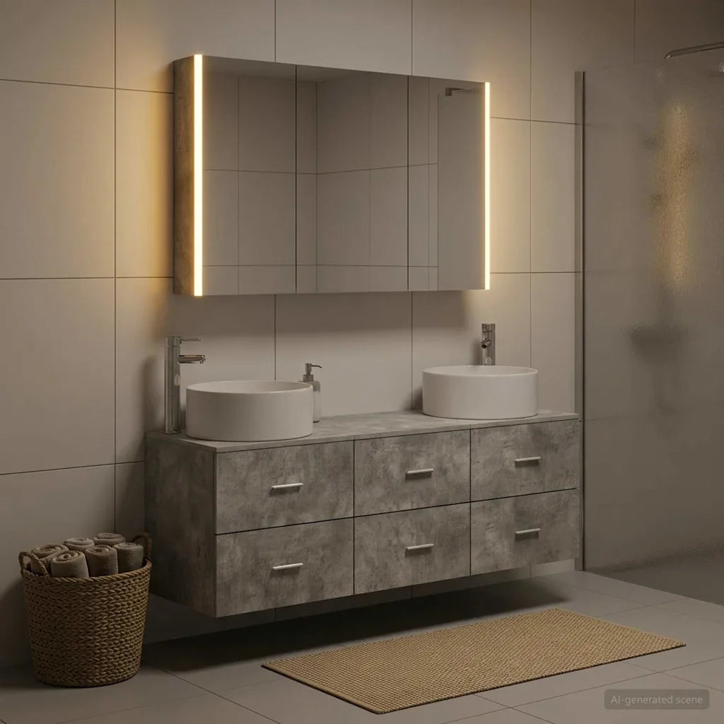Set di mobili per il bagno 4 pcs Grigio Cemento 3407066
