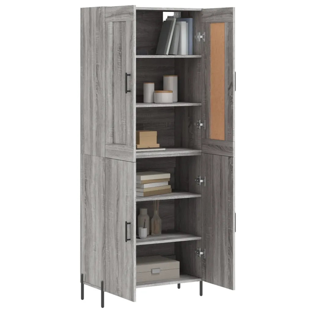 Credenza-Buffet-Armadio da cucina Grigio Sonoma 69,5x34x180 cm in Legno Multistrato 105642