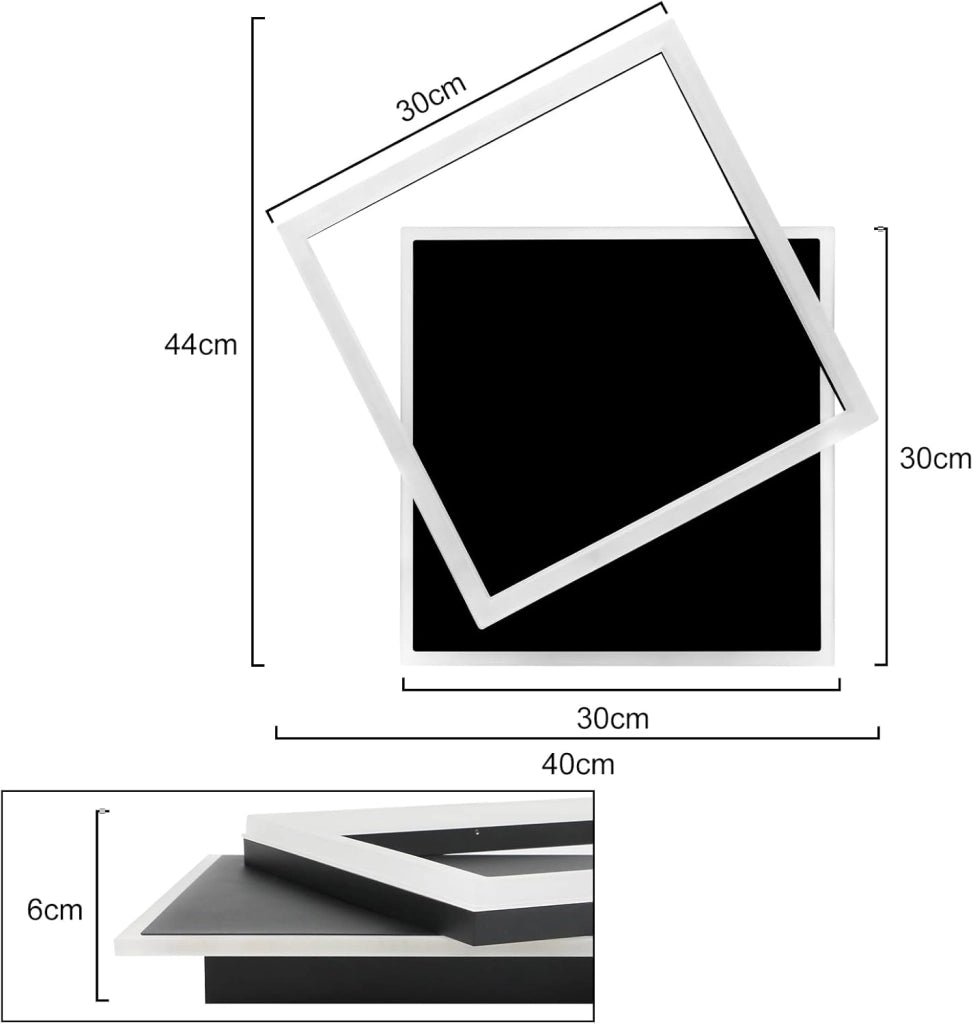 ZMH Lampada da soffitto plafoniera LED 44W nera dimmerabile telecomando moderna per soggiorno camera ufficio