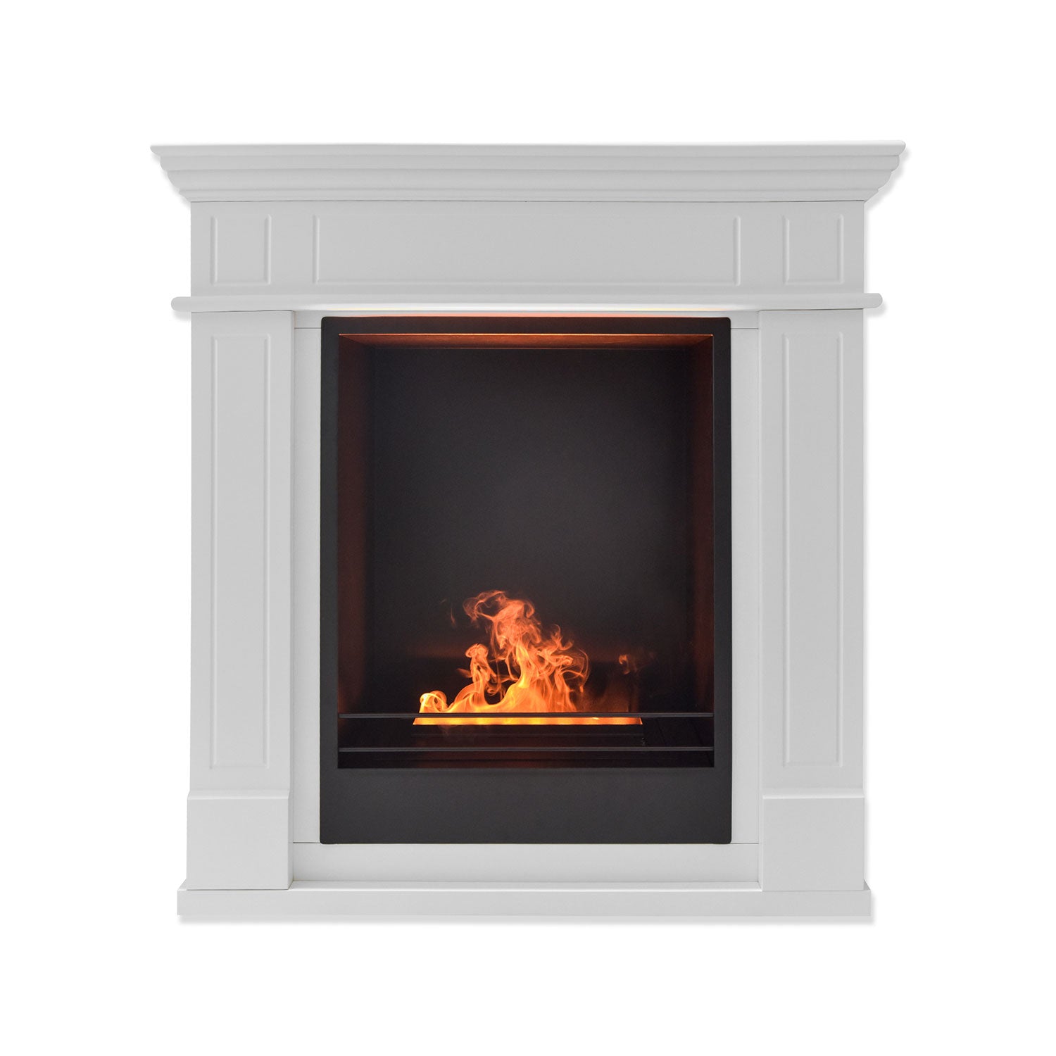 Camino a Vapore da Pavimento Leonardo 81x30x86 cm in MDF Bianco Laccato