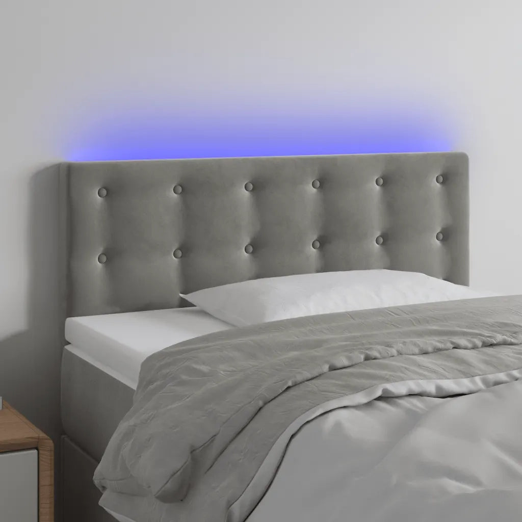 Testiera | Testata a LED Grigio Chiaro 100x5x78/88 cm in Velluto
