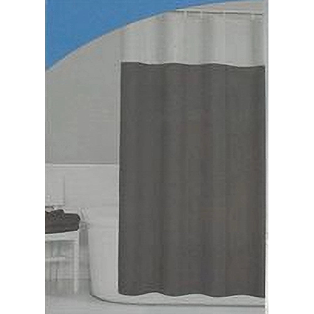 Trade Shop - Tenda Da Doccia Vasca Bagno Peva Con 12 Ganci 180x200cm Trasparente Grigio 69493 -