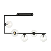 Plafoniera Minimal Nanna Acciaio Nero Trasparente 5 Luci E14 Ip20