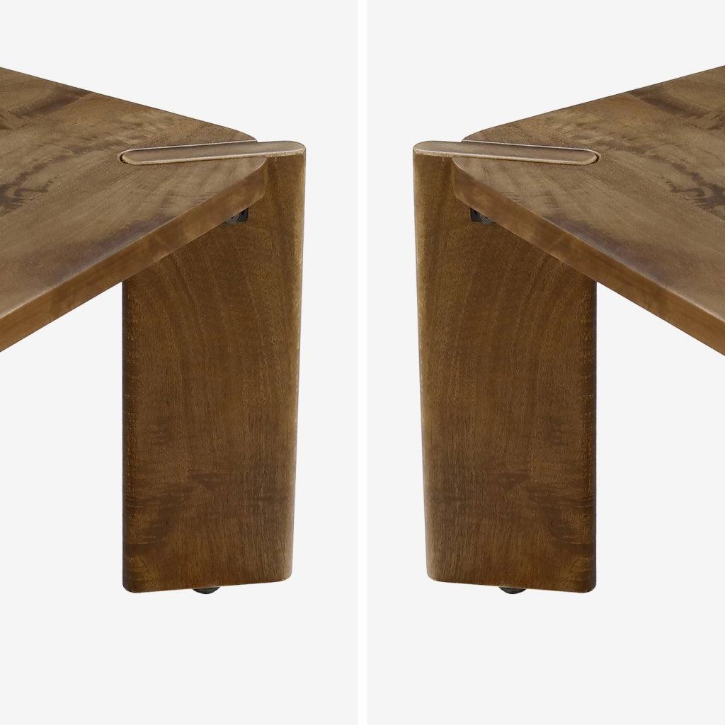 Tavolino esotico quadrato in legno massello, 80cm, noce