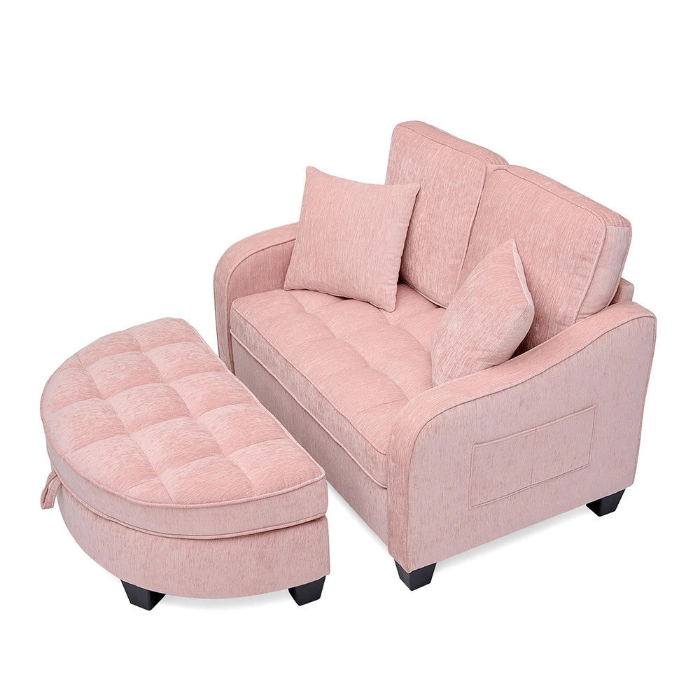 Divano letto multifunzionale - Xylo - Tessuto traspirante, legno di eucalipto, rosa