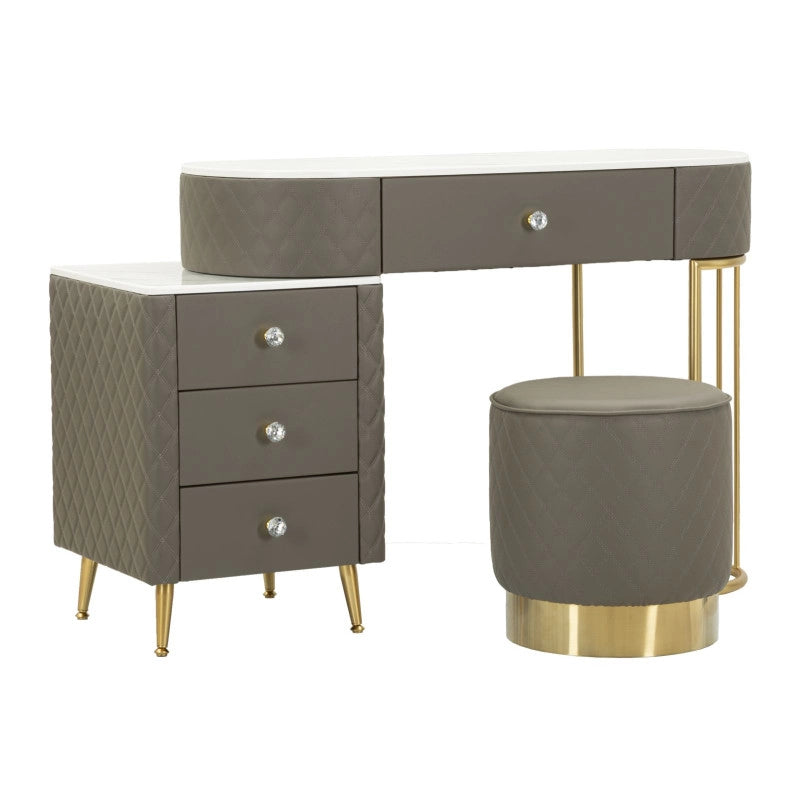 Toeletta Sharon Grigia Con Puff cm 120x40x75 (misura Puff ø36x39)