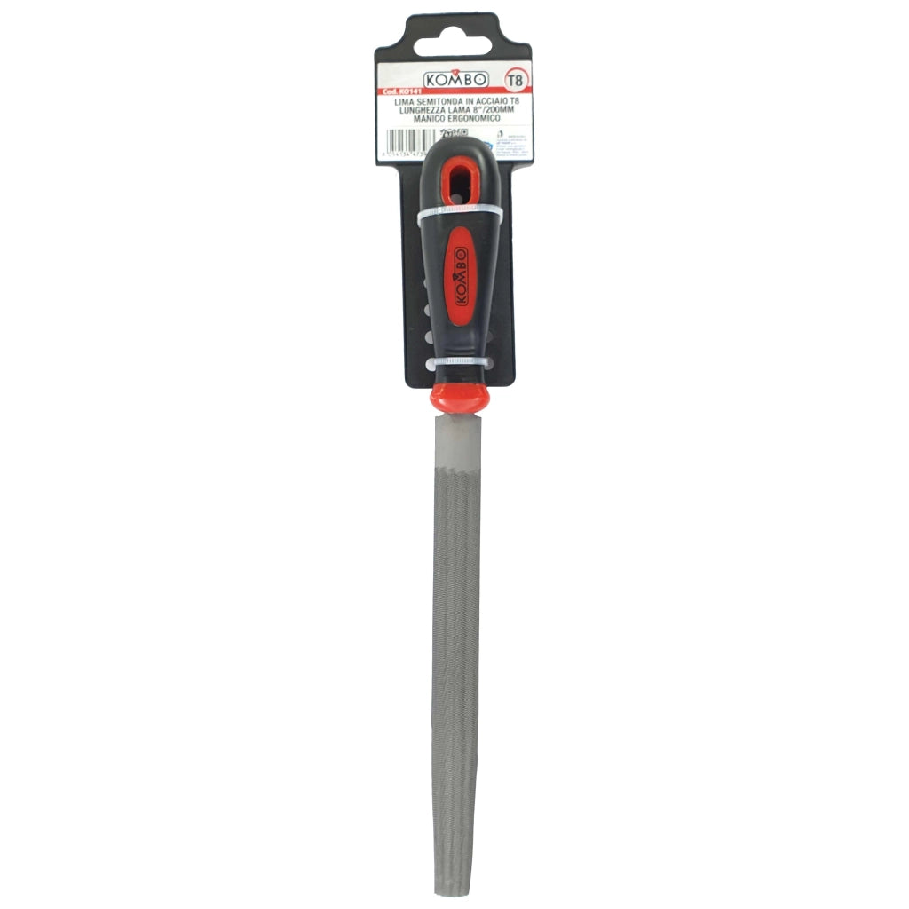 Lima Semitonda in Acciao T8, lunghezza lama 8"/200mm, Manico Ergonomico