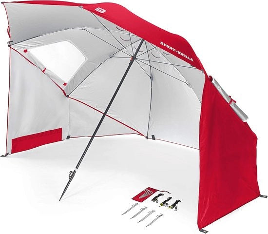 Paraplu multifunzionale per giardino - Facile da ripiegare - Rosso - 54"/136 cm