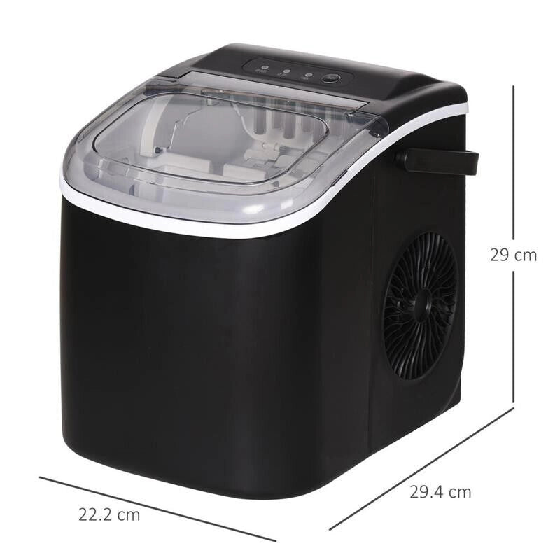 MACCHINA DEL GHIACCIO DA 9 CUBETTI IN 6-12 MINUTI CON CESTELLO E PALETTA INCLUSI, 23.8X30.5X29 CM, NERO