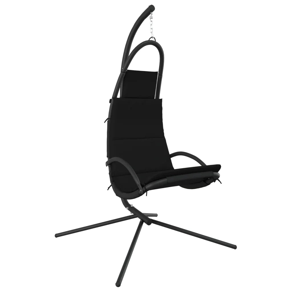 Sedia Dondolo Giardino con Cuscino Nero Tessuto Oxford Acciaiocod mxl 105841