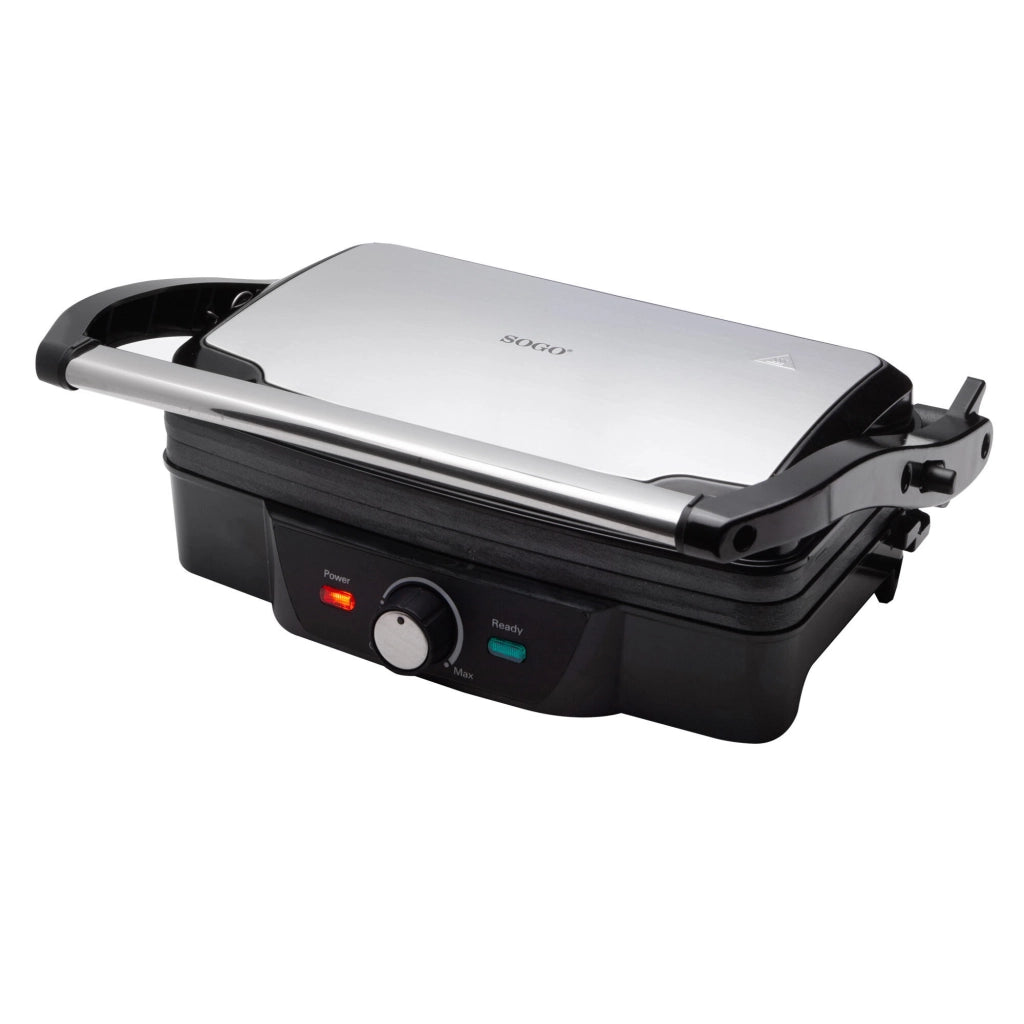 Piastra elettrica panini sandwich press grill, apertura 180°, piastre antiaderenti 28x17cm, 1600W cucina - SOGO