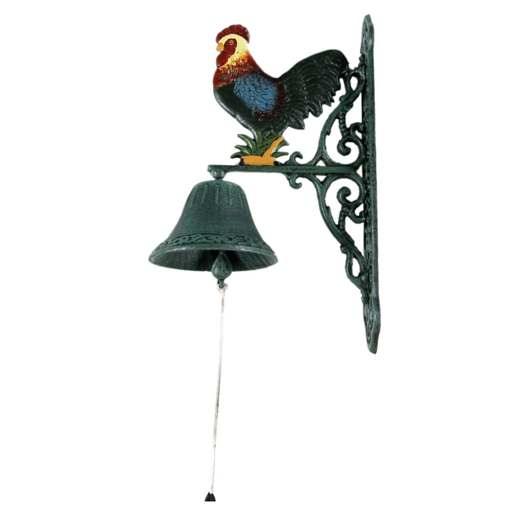 Campana in ghisa gallo colorato cm 23x13xh36