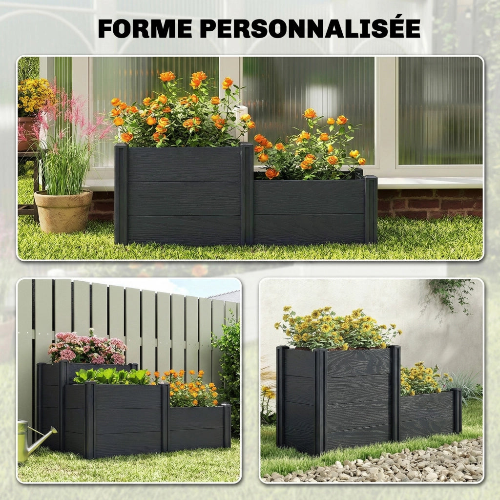Letto da giardino a 3 livelli ¨C zephmum ¨C grigio 120x80x64 cm