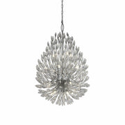 Lampadario Contemporaneo Pavone Acciaio Cromo Vetro Trasparente 20 Luci G9