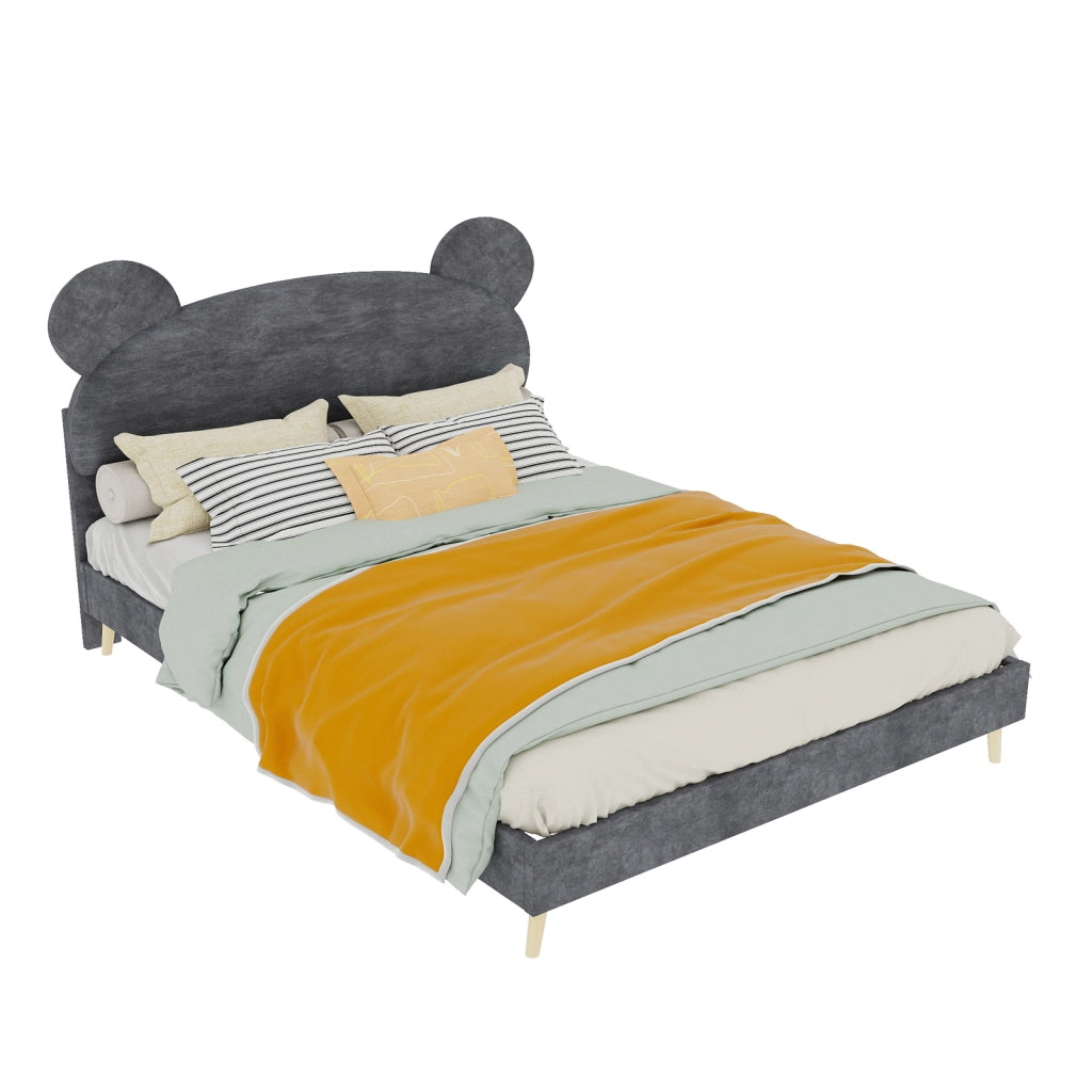 letto imbottito tessuto metallo grigio 140 x 200 cm