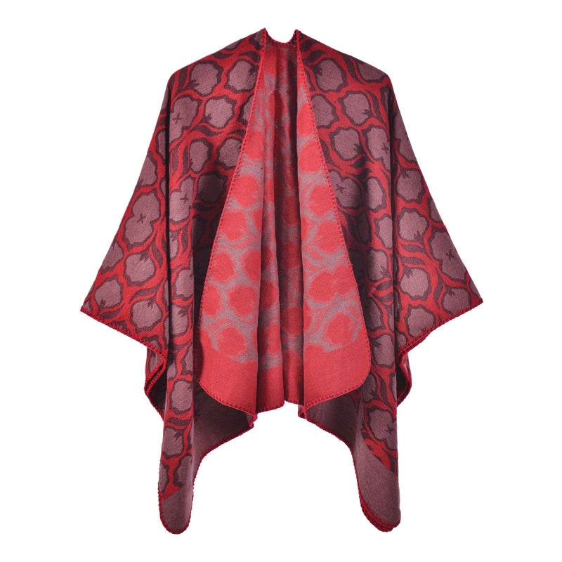Nuovo scialle diviso in jacquard di cashmere da donna, caldo e spesso.