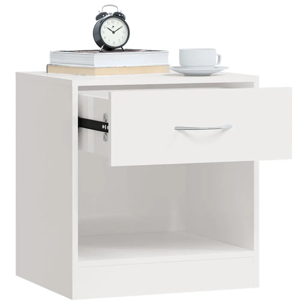 Comodini 2 pz con Cassetto in Bianco Lucido cod mxl 30394