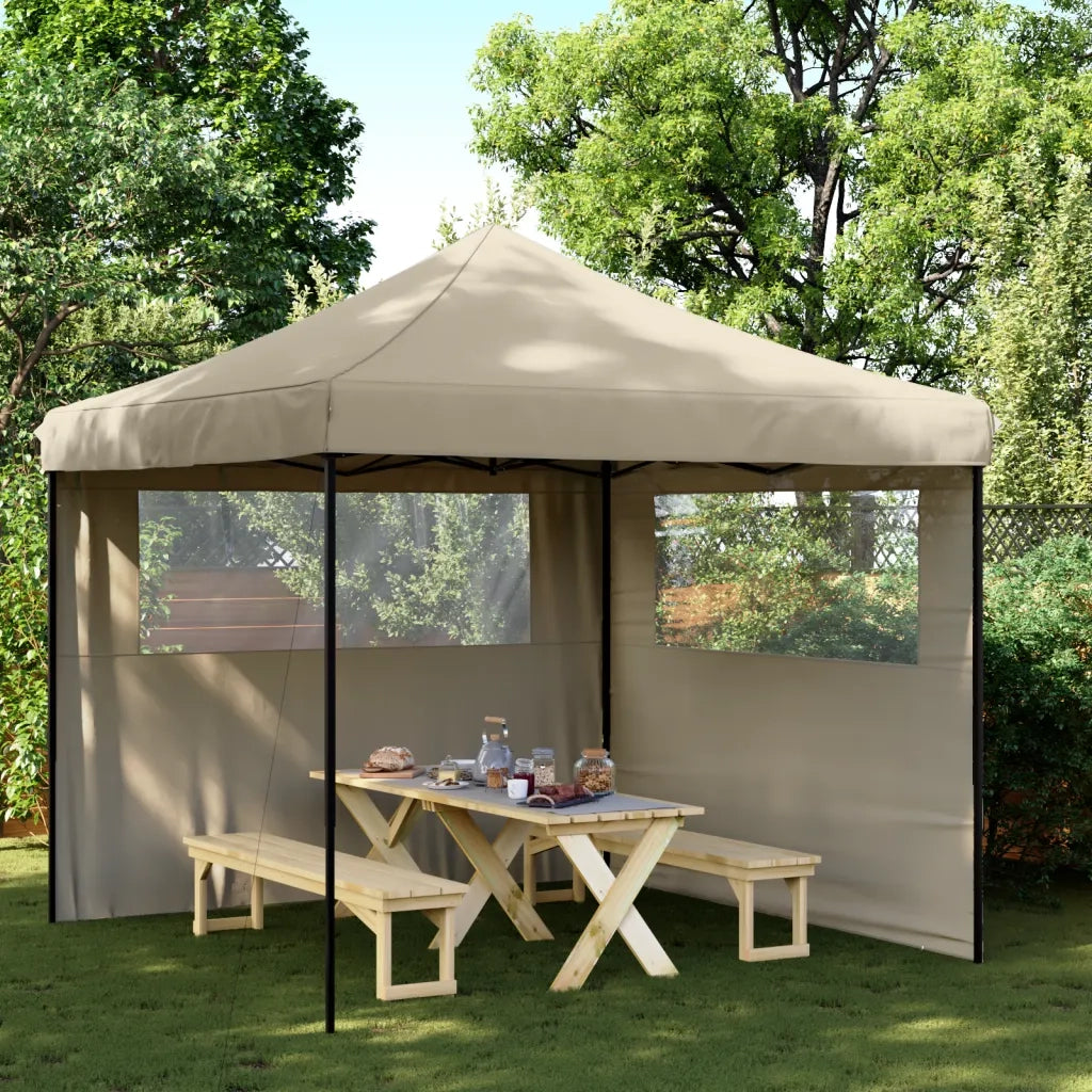 Tendone per Feste Pieghevole Pop-Up con 2 Pareti Tortora 4004923