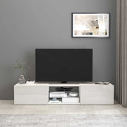 WHOUS Mobile porta tv Egypt a 2 ante e 2 ripiani in vetro bianco lucido 180x38x35 cm