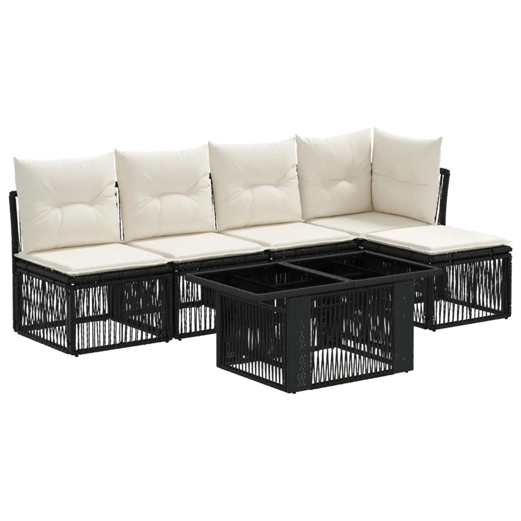 Set Divano da Giardino 6 pz Nero polyrattan 3436453