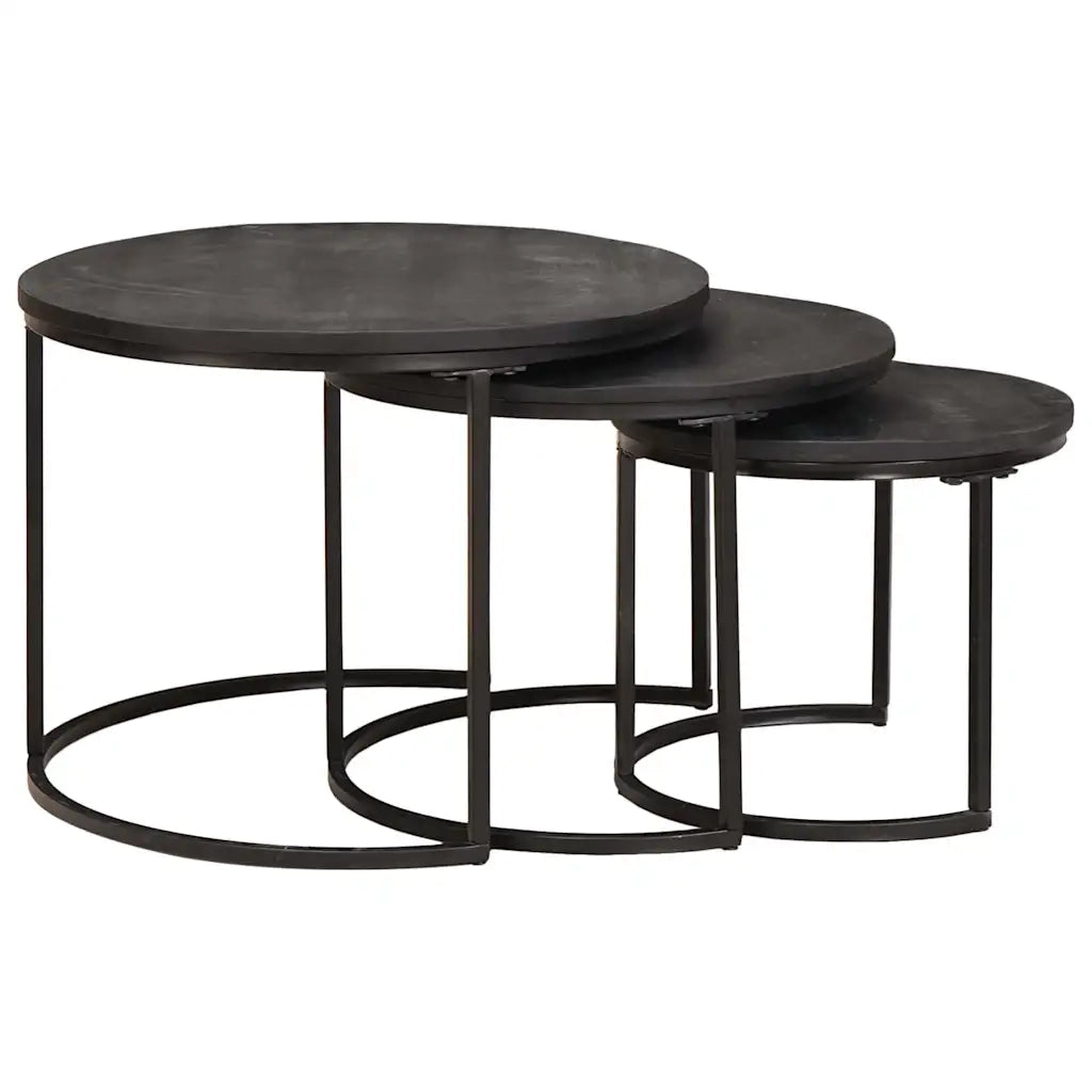 Tavoli da Caffè Nido 3 pcs Legno massello di mango e acciaio