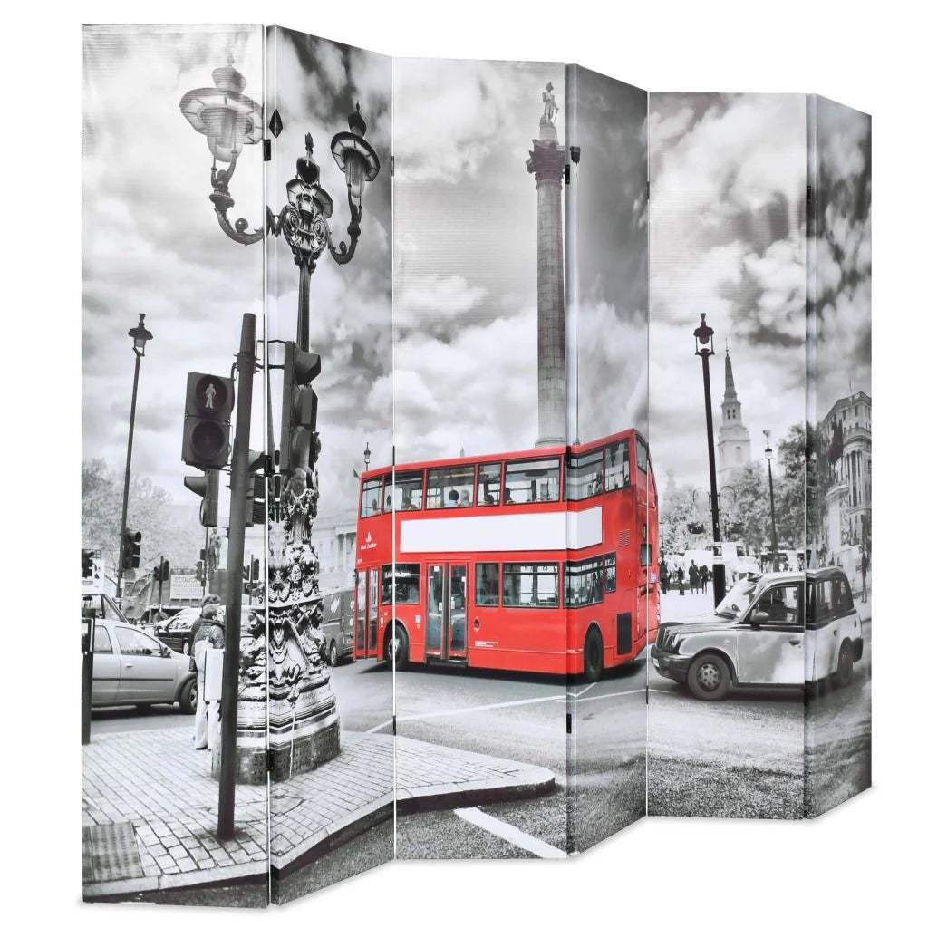 Schermo divisorio divisorio mobile decorativo 228 cm design autobus londinese bianco e nero 0802037