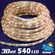 Tubo Luminoso 30 metri LED Bianco Caldo 540 Luci per interno e per Esterno