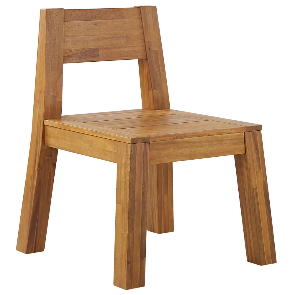 Set da pranzo da giardino 5 pezzi in legno di acacia laminato tavolo rettangolare panca 3 sedie stile rustico design moderno