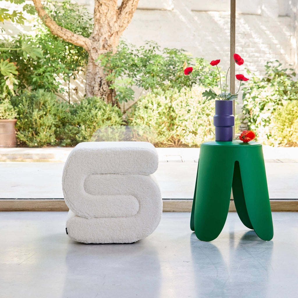 Pouf in bouclé, crema