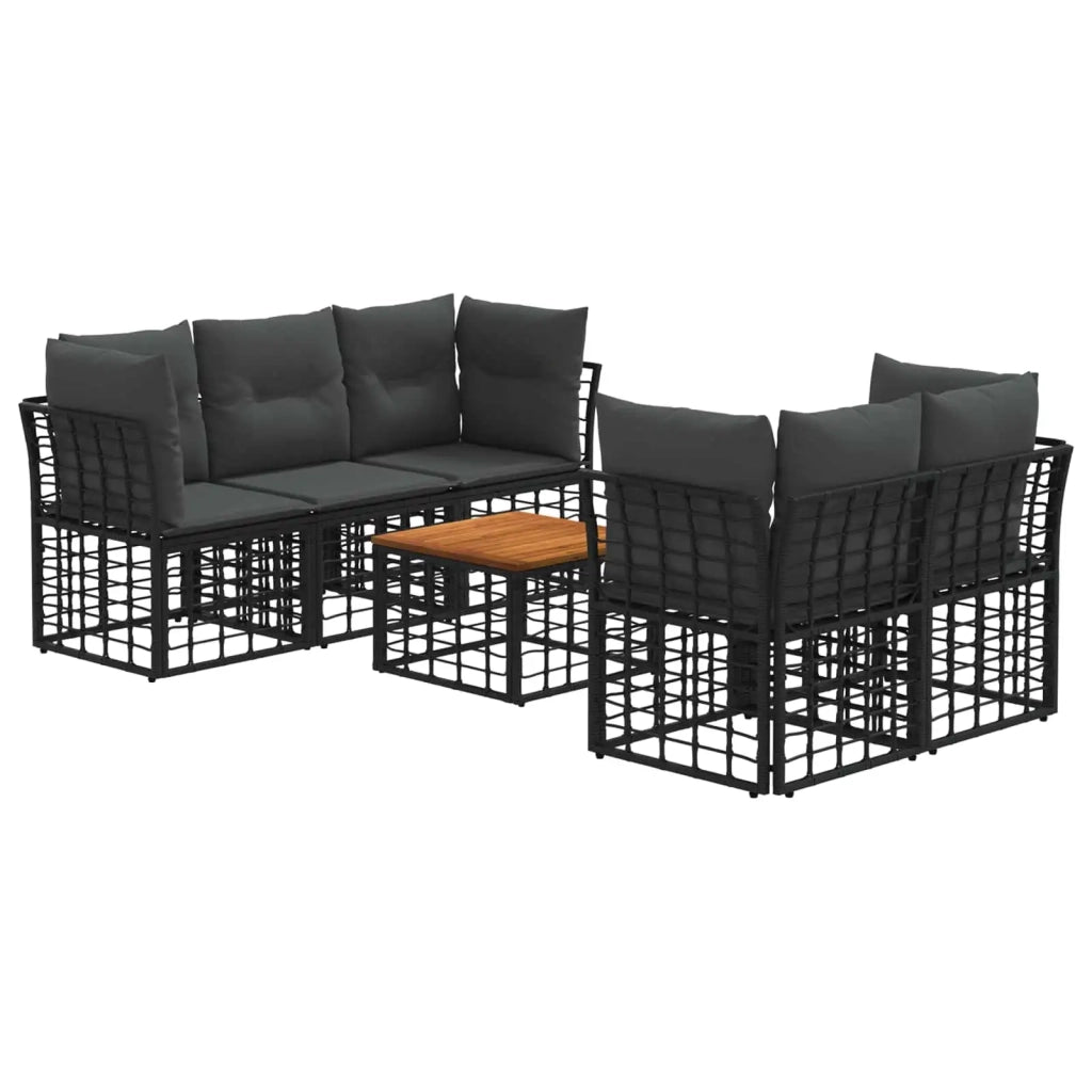 Set di divani da esterno 6 pz Nero e Grigio scuro polyrattan 3437413