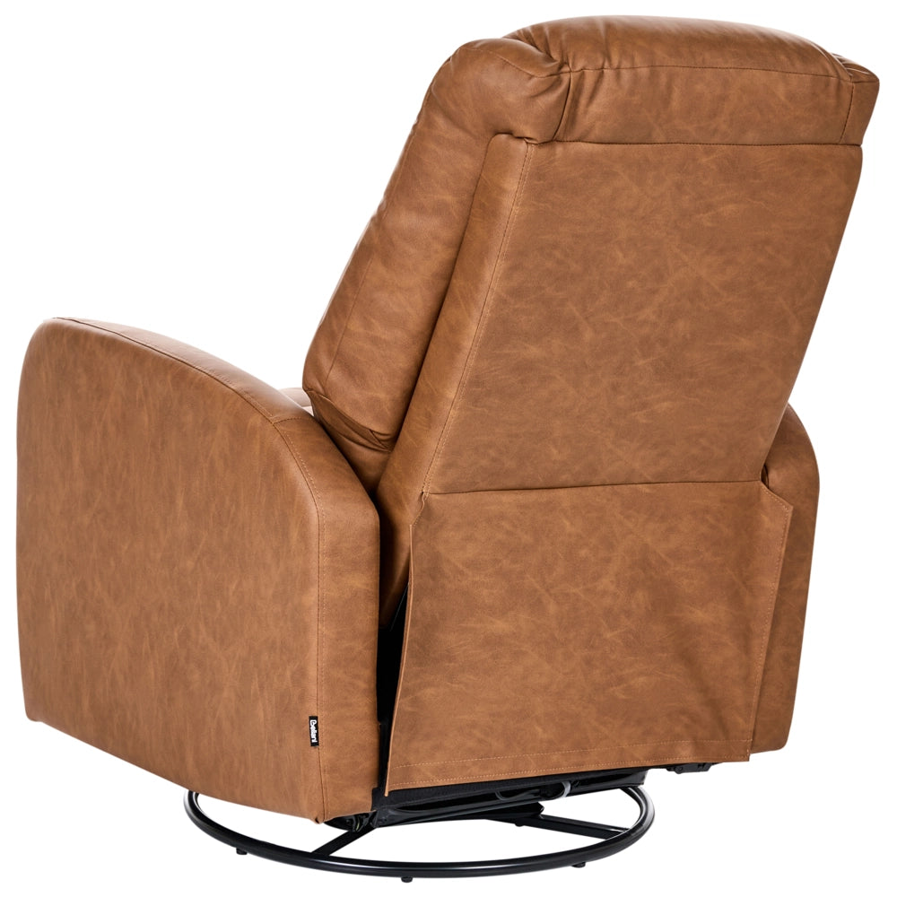 Poltrona reclinabile elettrica marrone in ecopelle, girevole, con porta USB, per soggiorno, stile rustico