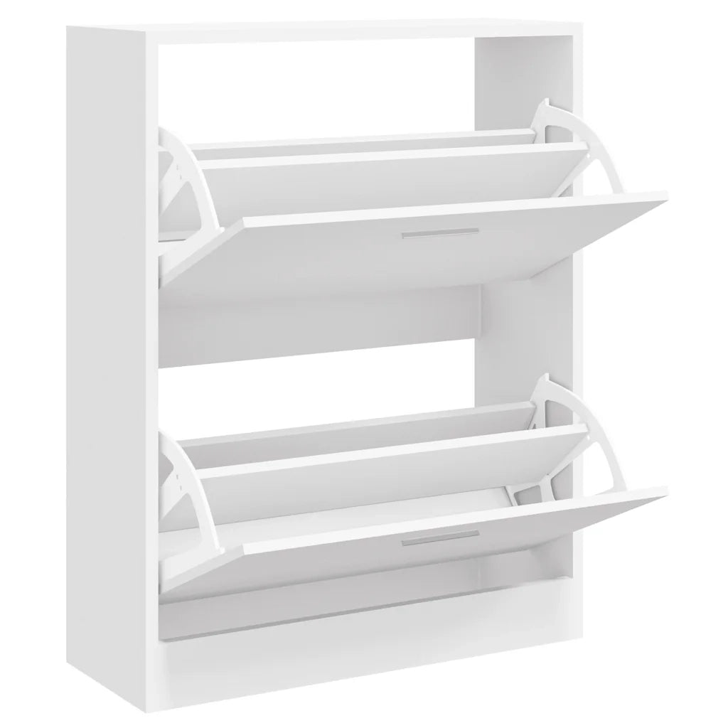 Scarpiera-Scaffale per scarpe Bianco Lucido 63x24x81 cm in Legno Multistrato