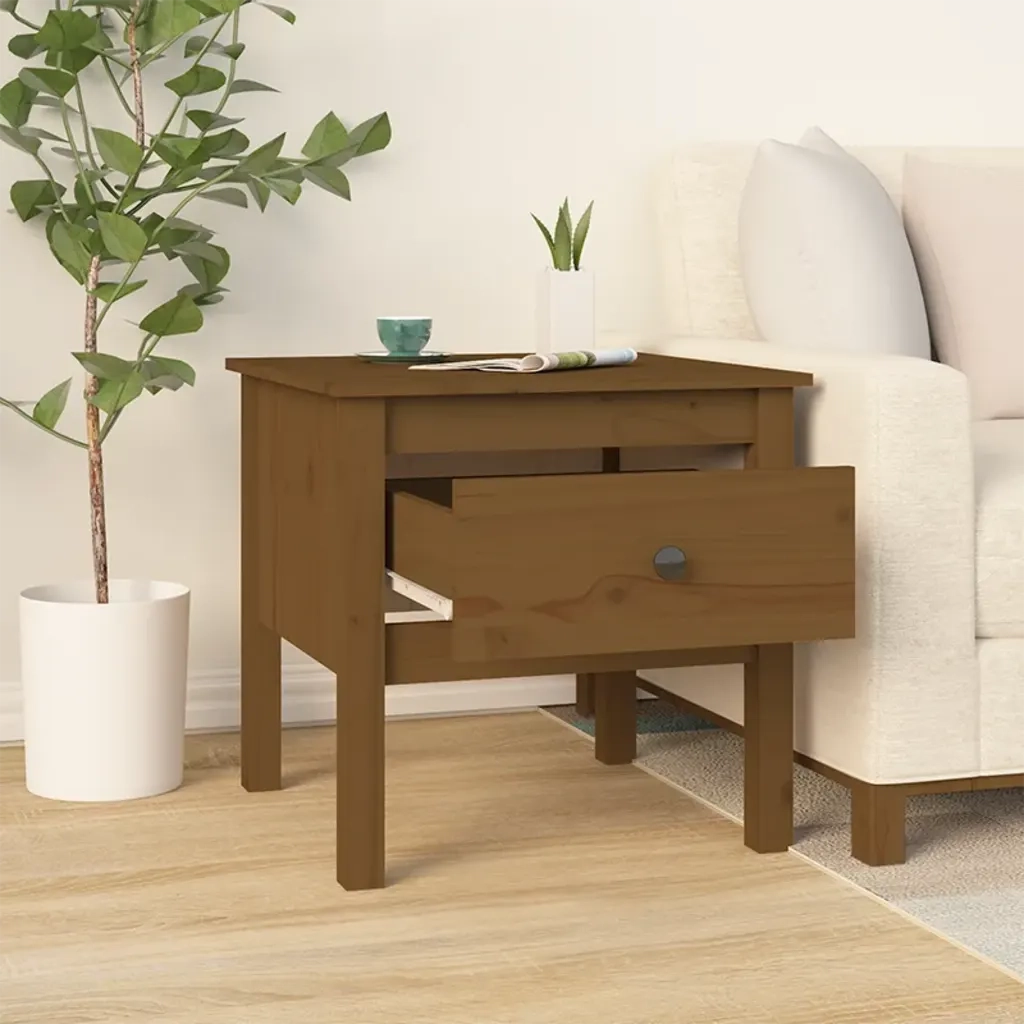 Tavolino Marrone Ambrato 50x50x49 cm Legno Massello di Pino 813800