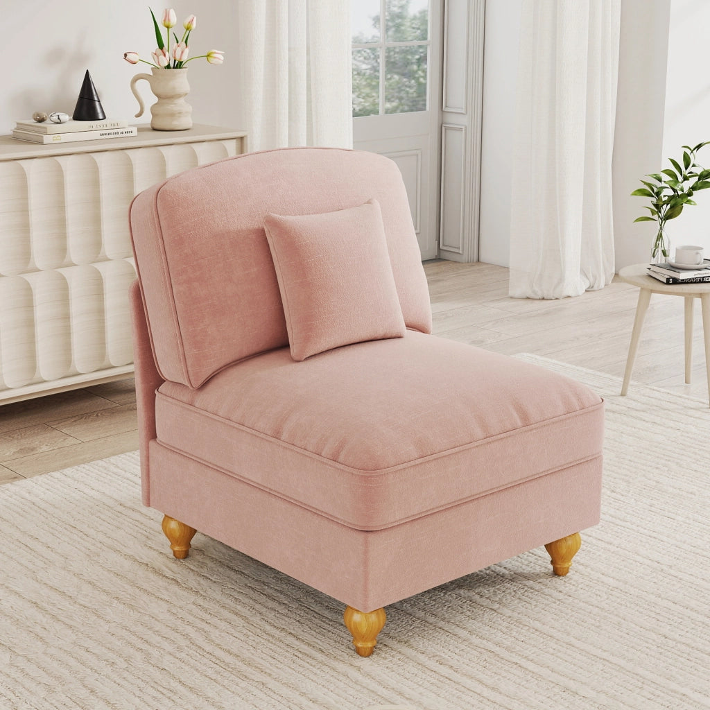 Divano cloud senza braccioli con rivestimento con balza rimovibile cuscino mobile in ciniglia rosa 79 × 75 × 23 cm