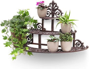 Trapezio per piante in ghisa con 3 livelli, dimensioni 34 x 54 x 29 cm, per uso interno ed esterno.