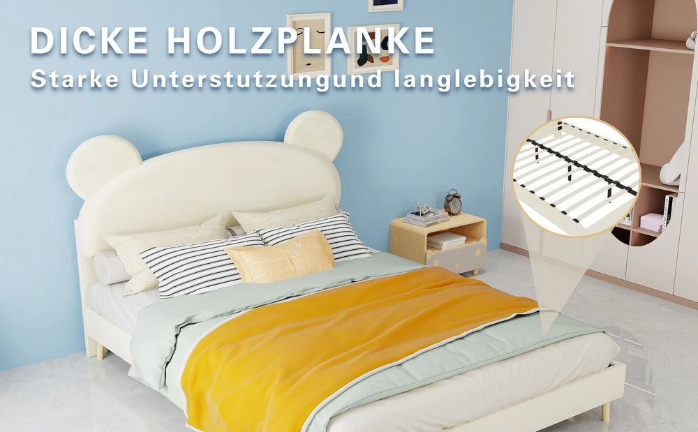 Letto Imbottito con Testiera e Materasso ¨C MINIMAL ¨C Beige 140x200