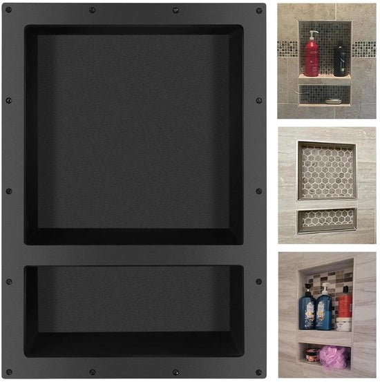 Nis ABS per parete per gesso o muratura, doppia lastra, prefabbricato, per bagno, (63 x 43 x 10 cm, nero)