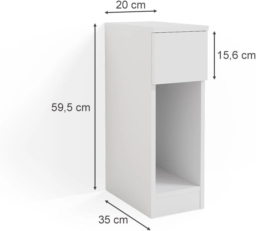 Comodini camera da letto Enton, Bianco, Set di 2, adatto per riporre libri, lampade e oggetti di uso quotidiano