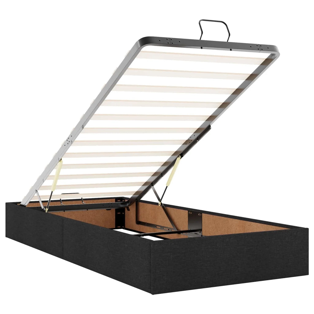Letto ottomano con materasso con testiera 2 pz Nero Tessuto 3456707