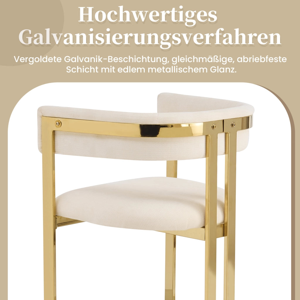 SEDIA Set da 6 pezzi in Chenille Beige e Oro 60x50x76 cm