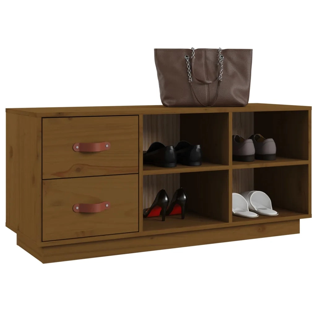 Scarpiera Ambrata 100x34x45 cm in Legno Massello di Pino 820180