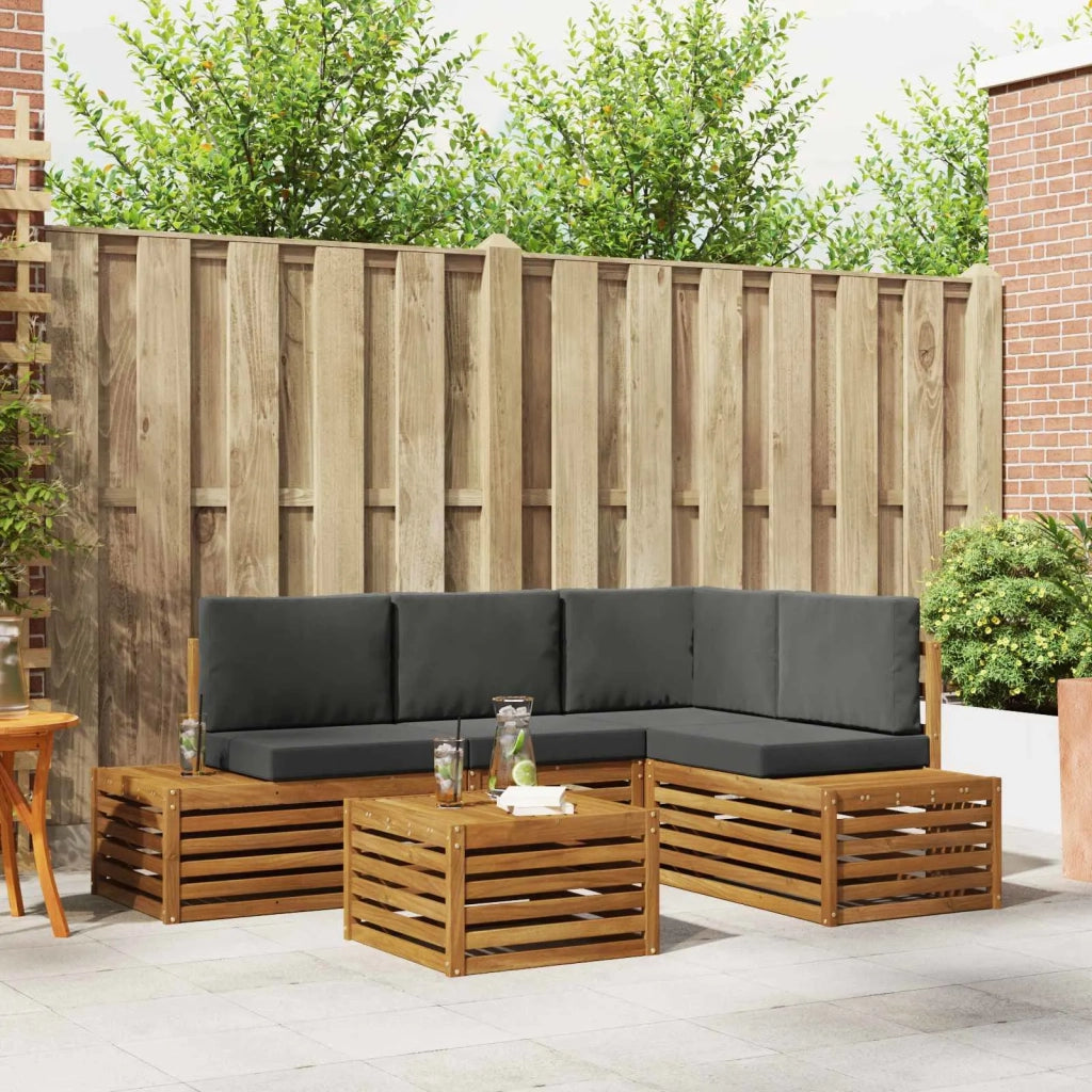 Set di divani da esterno Naturale e Antracite 59 x 59 x 37 cm