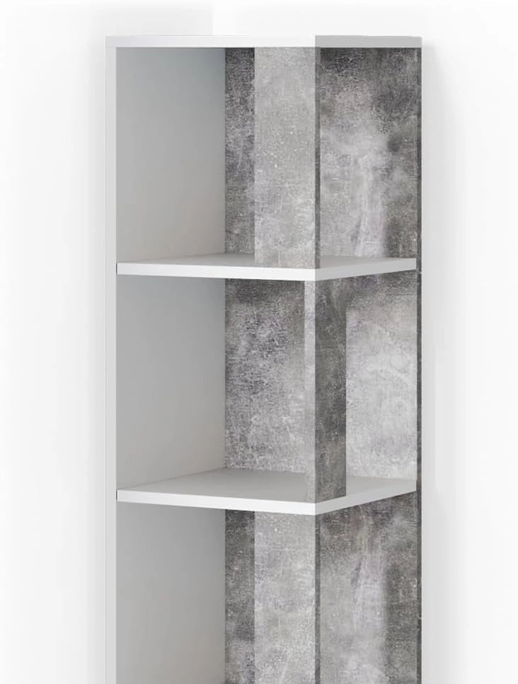 Scaffale angolare Lio, Calcestruzzo, 33.3 x 162.2 cm, per riporre libri e decorazioni negli angoli della stanza