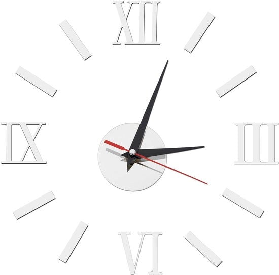 Orologio a Parete 3D con Numeri Romani in Acquario Grande senza Cornice per Decorazione di Casa Ufficio Camera da Letto in Argento